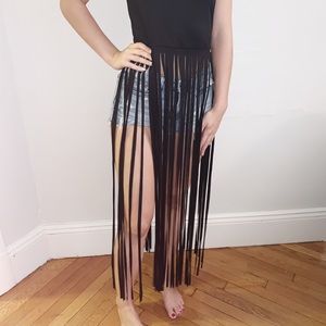 Festival Fringe Black Crop Top